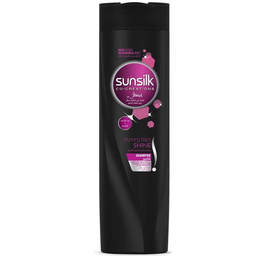 شامبو صنسيلك بزيت الارغان والباباسو 400 مل SUNSILK CO CREATIONS STUNNING BLACK SHINE SHAMPOO