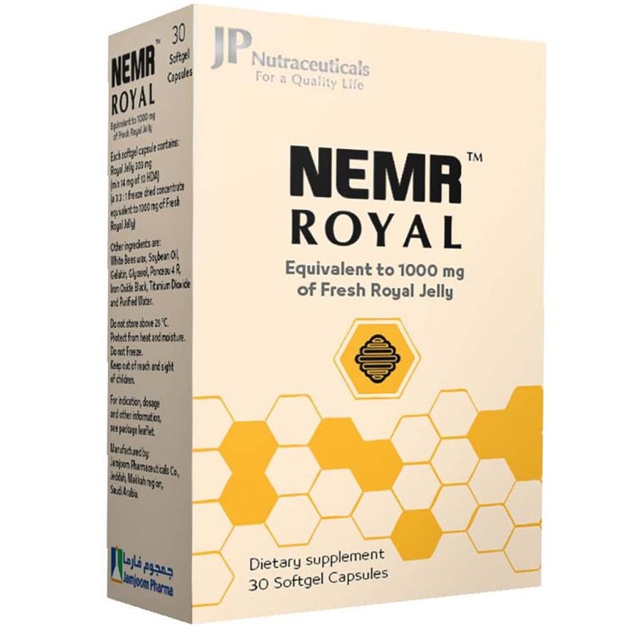نيمر رويال مكمل غذائي يكافيئ 1000 ملجم من غذاء ملكات النحل الطازج 30 كبسولة