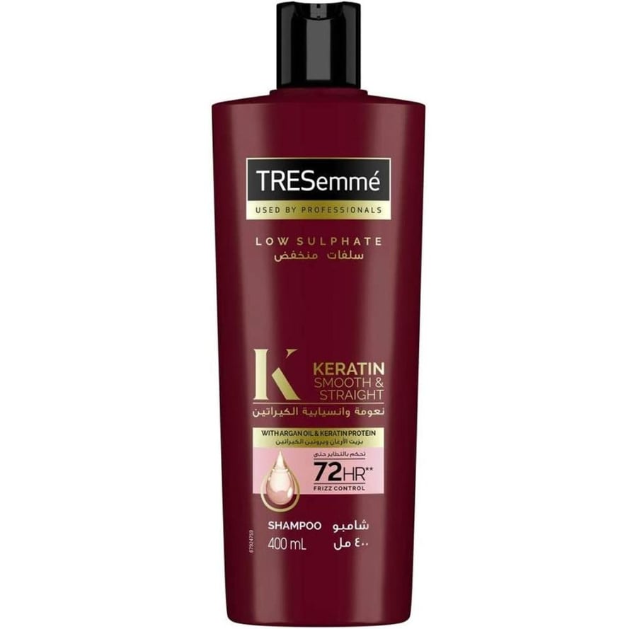 تريسيمي شامبو نعومة وانسيابية الكيراتين سلفات منخفض 400 مل tresemme low sulphate keratin smooth and straight shampoo
