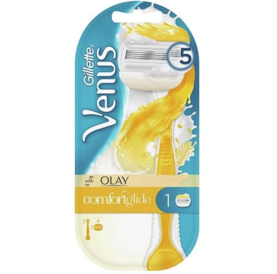 جيليت فينوس كومفورت جلايد شفرات حلاقه نسائية اللون الاصفر مكينة  1 شفرة gillette venus comfortglide
