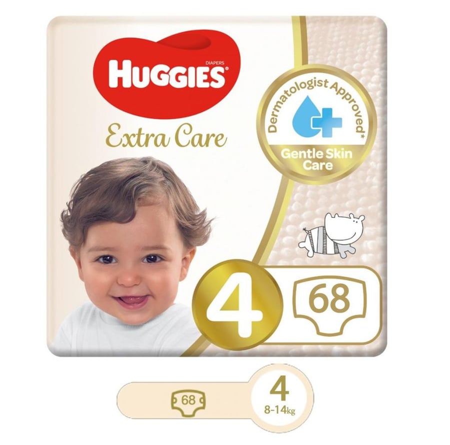 هجيس حفايض عناية فائقة رقم 4   68 حفاض 8 14 كيلو HUGGEIS EXTRA CARE