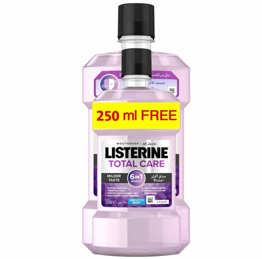 ليسترين توتال كير 6في1 مذاق اكير اعتدالا 500 250مجانا LISTERINE TOTAL CARE MOUTH WASH