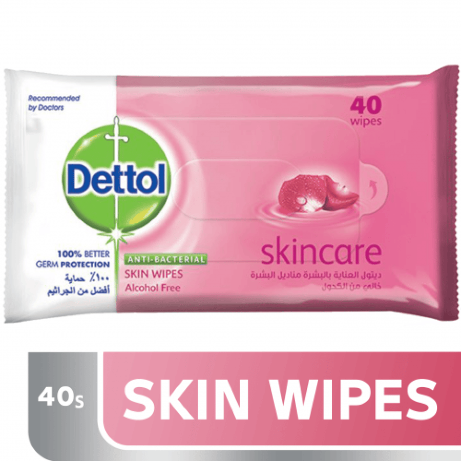 مناديل ديتول العنايه بالبشره 40 منديل DETTOL SKIN WIPES ANTI BACTERIAL