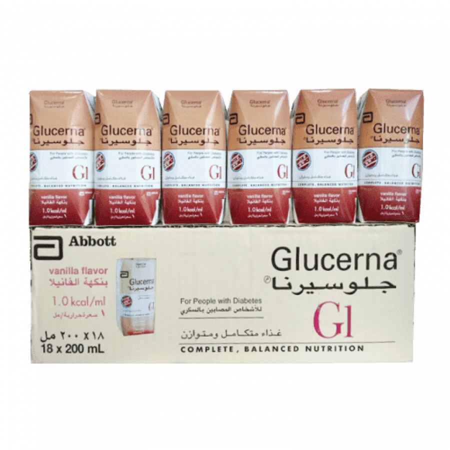 جلوسيرنا جي ون Glucerna G1 مكمل غذائي لمرضى السكر 18 عبوة 200 مل