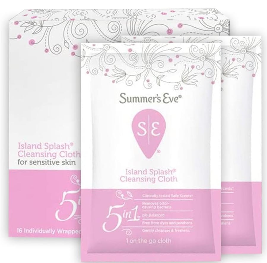 سمرز ايف مسحات مبللة للجسم موجة الجزيرة SUMMERS EVE ISLAND SPLASH CLEANSING CLOTHS FOR SENSITIVE 5IN1