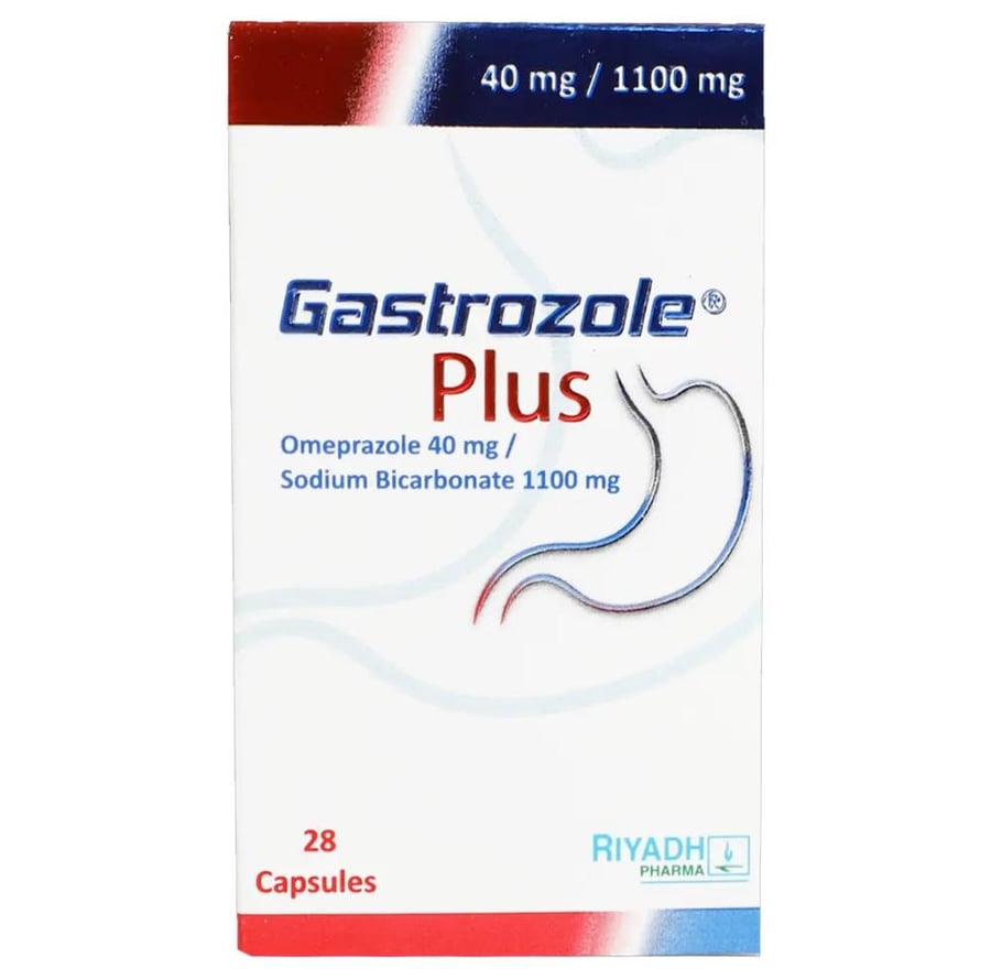 كبسولات جاستروزول بلس Gastrozole Plus لعلاج الحموضة وارتجاع المريء 28 كبسولة تراكيز متعددة