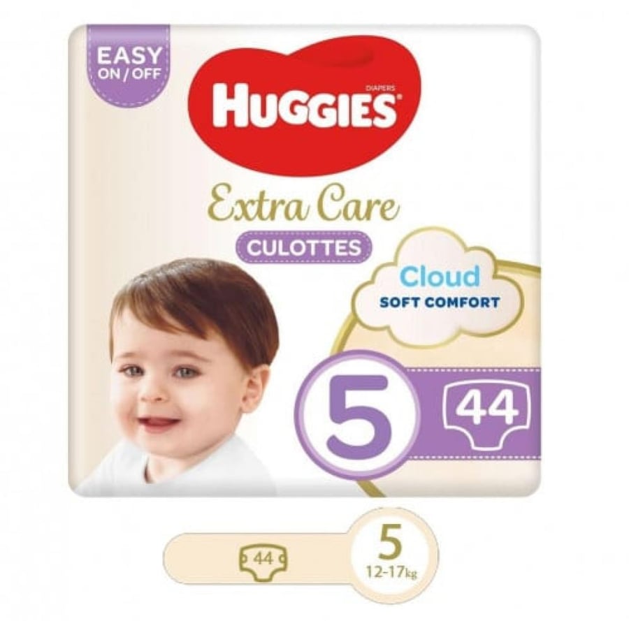 هجيس العناية الفائقة كلوت لباس رقم 5   44 حفاض 12 17كيلو HUGGEIS DIAPERS EXTRA CARE CULOTTES