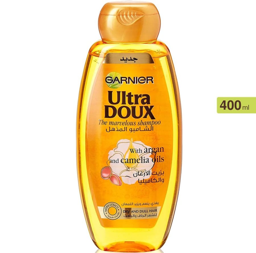 غارنيه الترا دوكس الشامبو المذهل بزيت الارغان والكامليا 400 مل GARNIER ULTRA DOUX THE MARVELOUS SHAMPOO