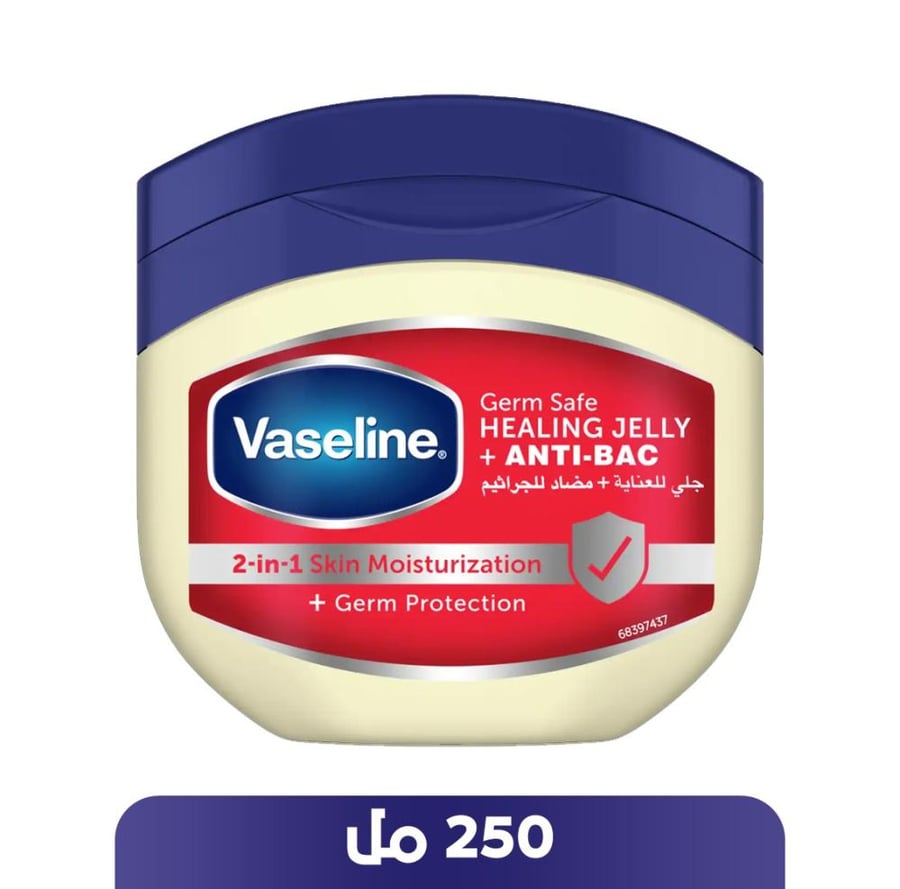 فازلين جل لطيف للعناية ومضاد للجراثيم Vaseline Baby germ safe healing jelly anti bac 250ml