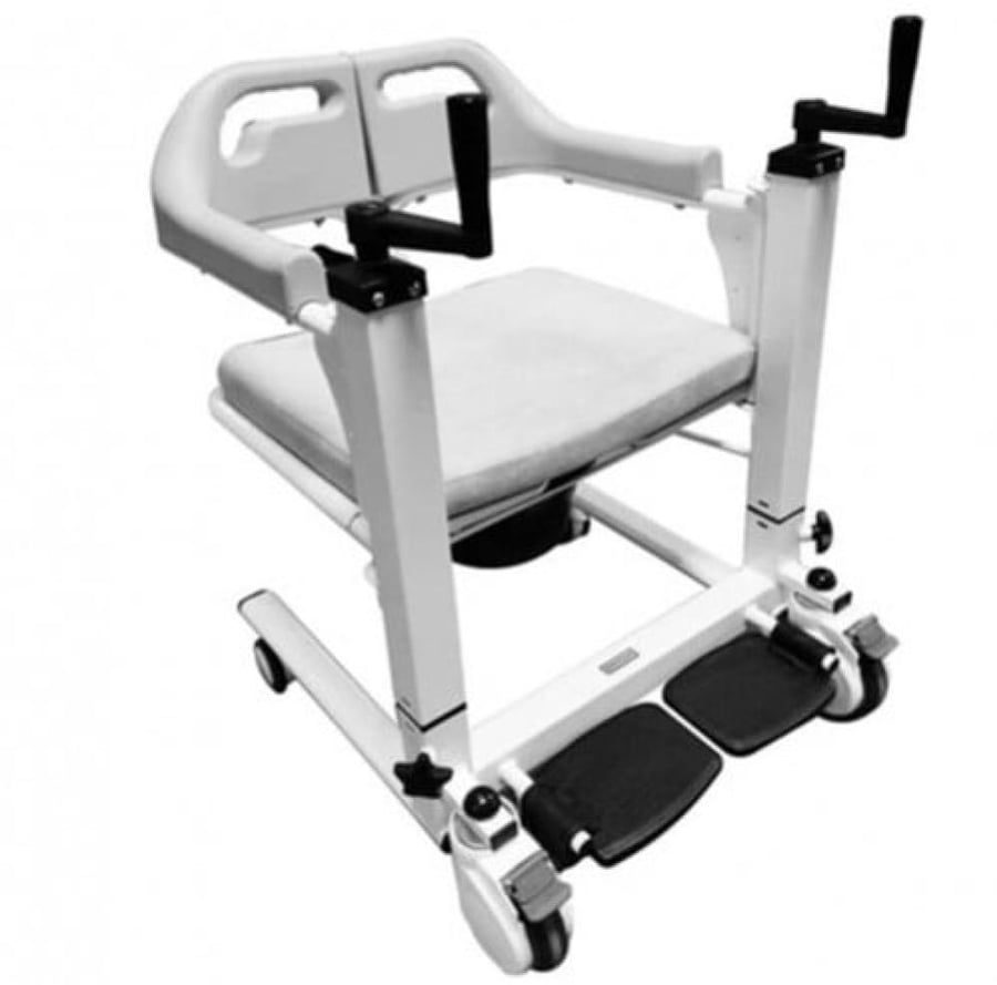 كرسي حمام متطور قابل للانفراج وحمل المريض دون الحاجة إلى القيام Patient Transfer Wheelchair With Commode
