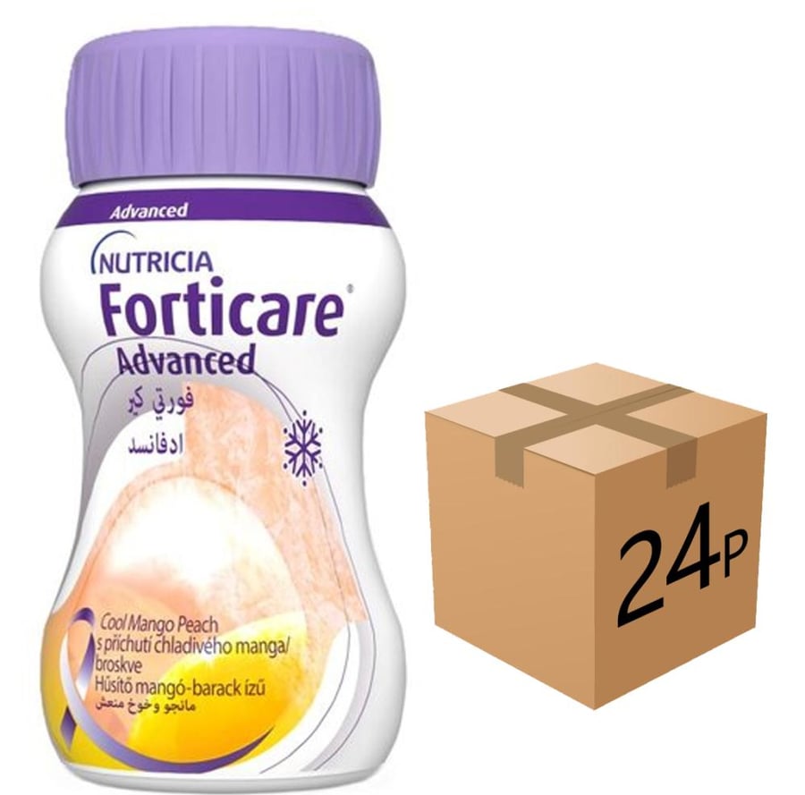 كرتون مشروب فورتي كير ادفانس  Forticare Advanced  الطبي لدعم مرضى السرطان بنكهة المانجو والخوخ المنعش من نوترشيا   24 عبوة  125 مل