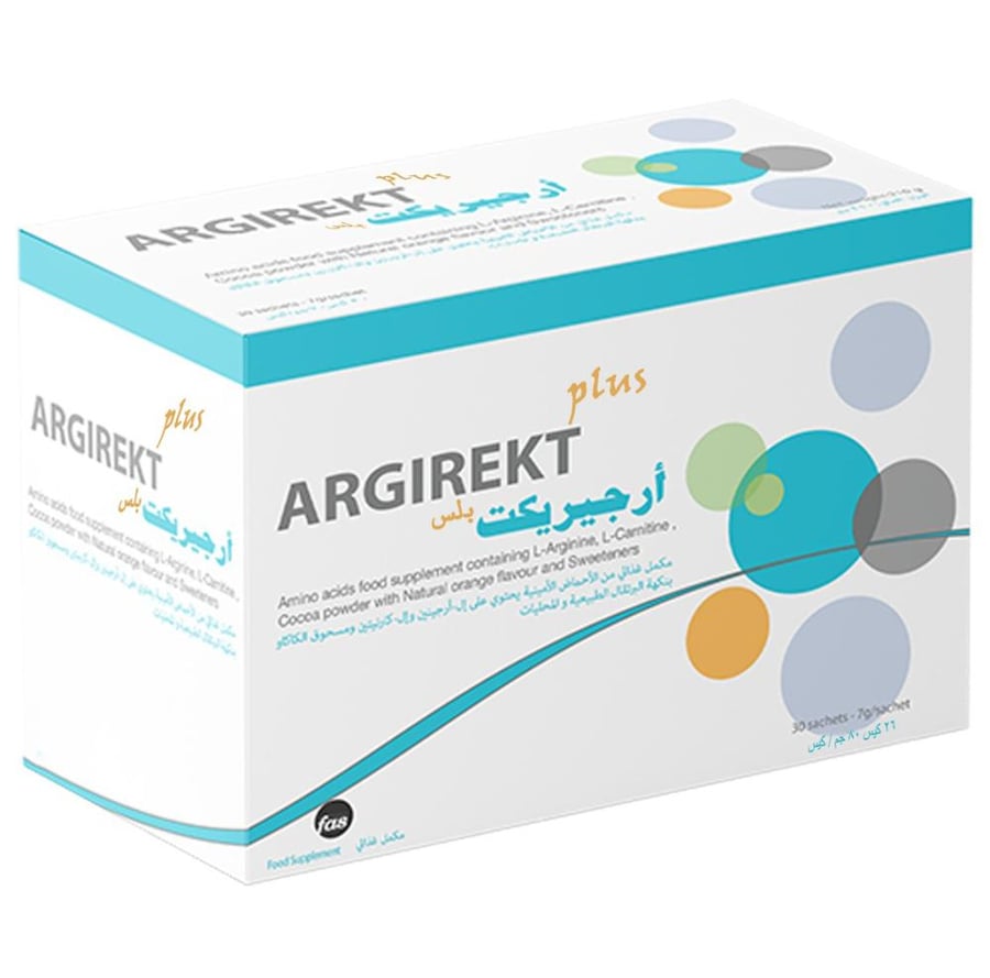 ارجيريكت بلس مكمل غذائي من الاحماض الامينية 26 كيس ARGIREKT AMINO ACIDS FOOD SUPPLEMENT