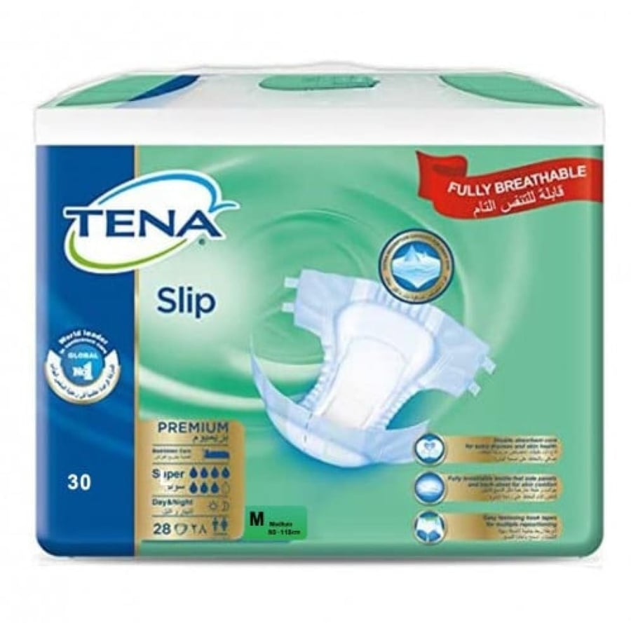 حفاضات تينا سليب بريميوم سوبر M للجنسين tena slip premum super حبة28