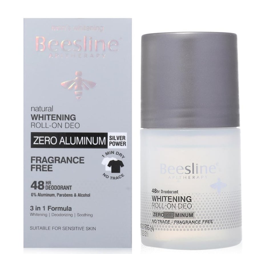 بيزلين مزيل الرائحة لتفتيح البشرة خالي من الالمنيوم والعطر مدعم بالفضة 50 مل BEESLINE NATURAL WHITENING ROLL ON DEO ZERO ALUMINUM FRAGRANCE FREE SILVER POWER