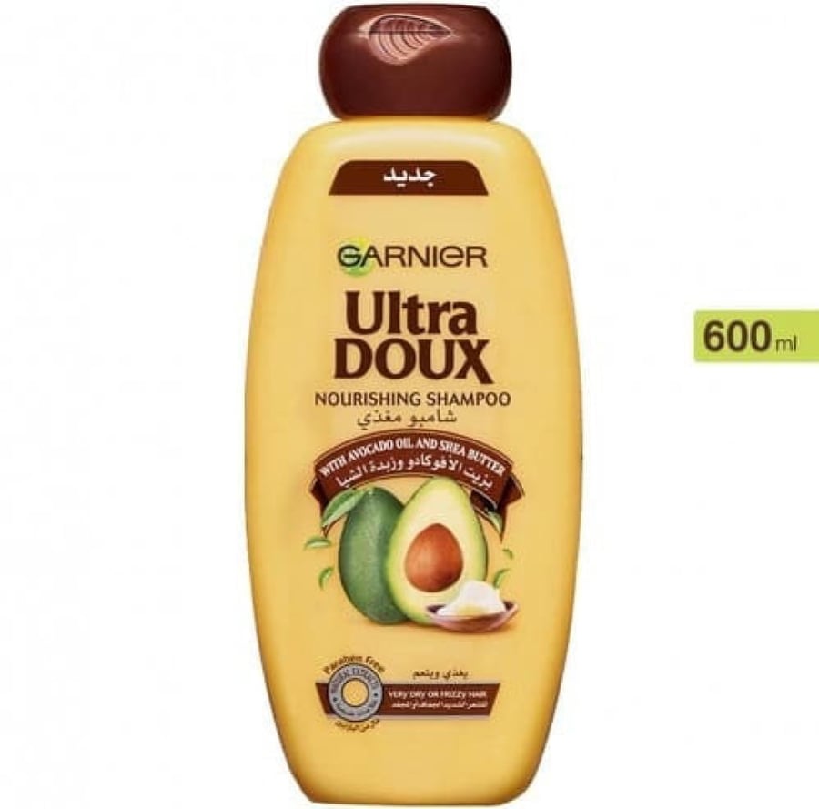 غارنيه الترا دوكس شامبو مغذي بزيت الافوكادو وزبدة الشيا 600مل GARNIER ULTRA DOUX NOURISHING SHAMPOO