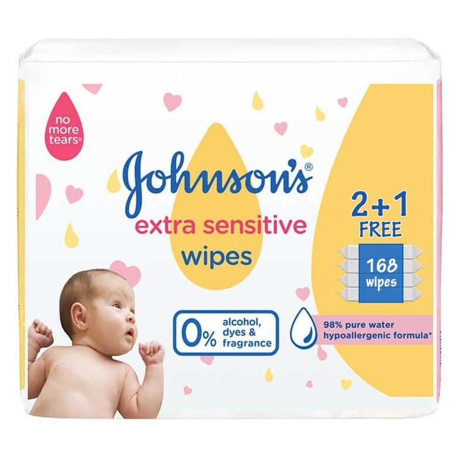مناديل مبللة من جونسون فائقة الحساسية 168 منديل gohnsons extra sensitive wipes