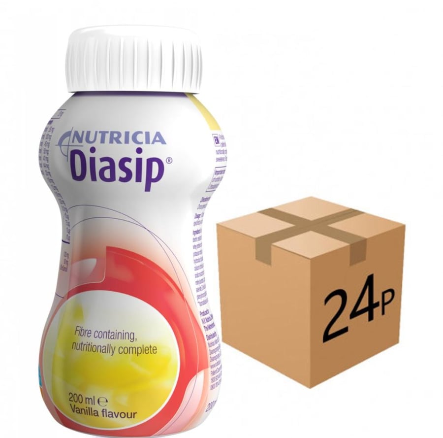 داياسيب diasip مكمل غذائي لمرضى السكر بالفانيلا 200 مل   24 عبوة NUTRICIA DIASIP