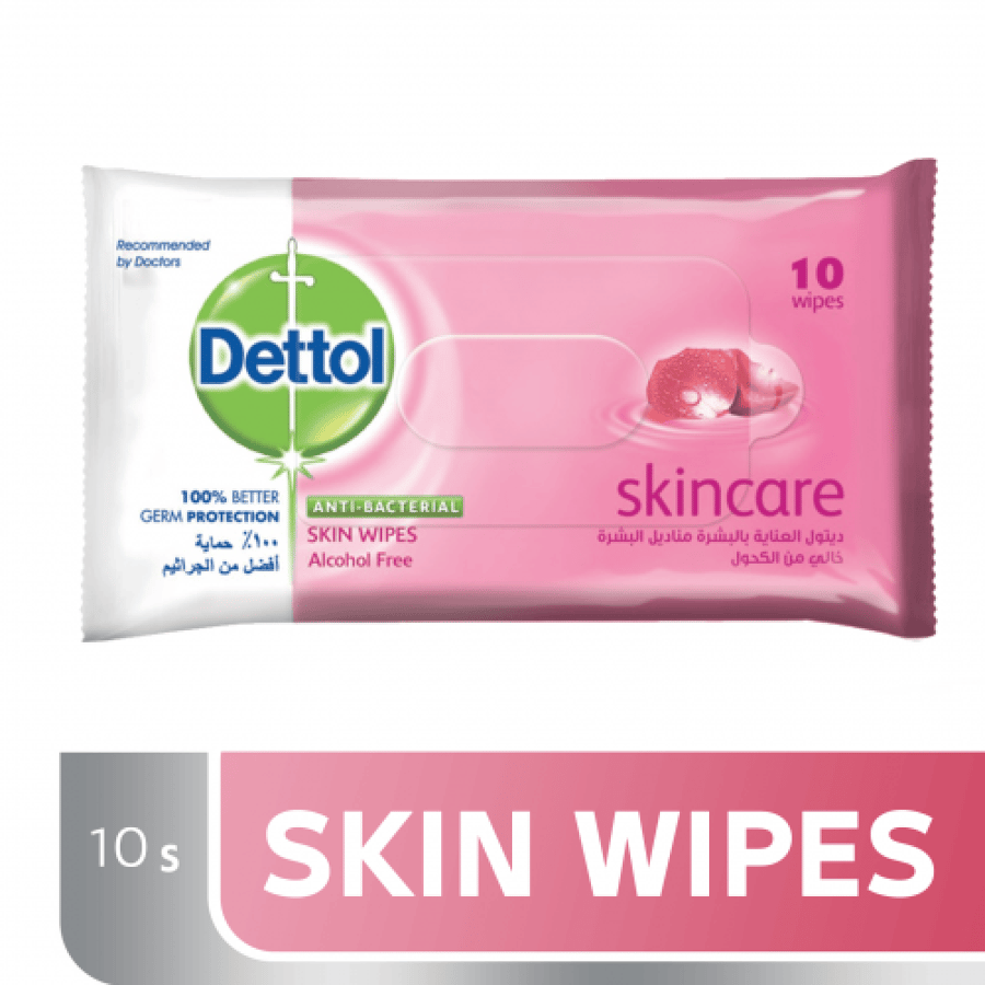 مناديل ديتول العنايه بالبشره 10 منديل DETTOL SKIN WIPES ANTI BACTERIAL