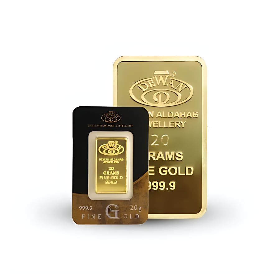 A 20-gram 24-karat gold bar