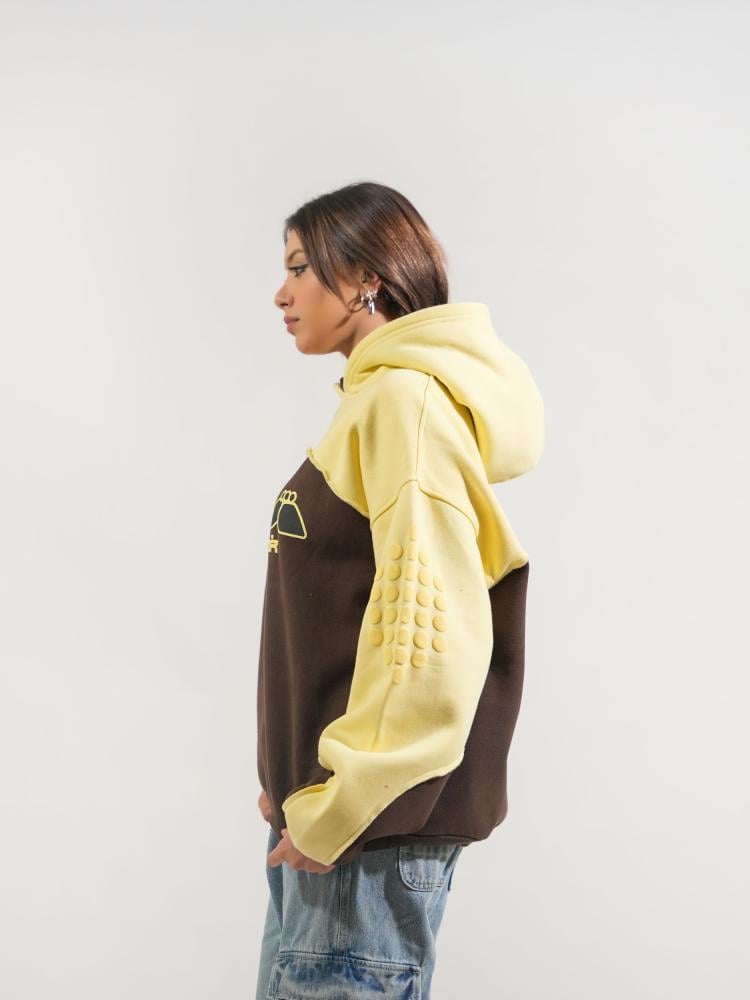 Heavy winter hoodie in two colors with double cap - brown