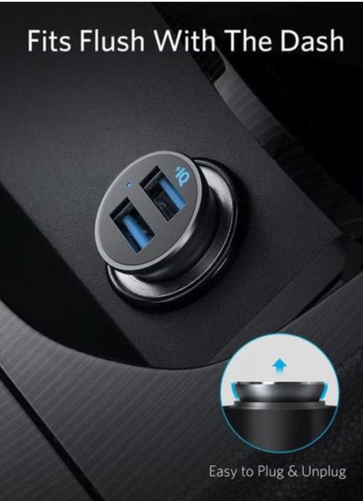 شاحن سيارة أنكر A2727H12 2 USB PowerDrive 2 Alloy أسود اللون