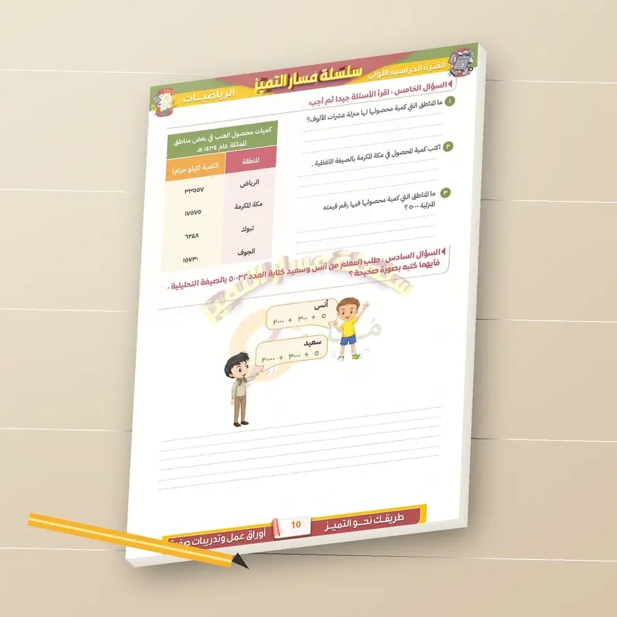 سلسلة مسار التميز - أوراق عمل وتدريبات صفية - الرياضيات للصف الثالث االابتدائي  1448 هـ
