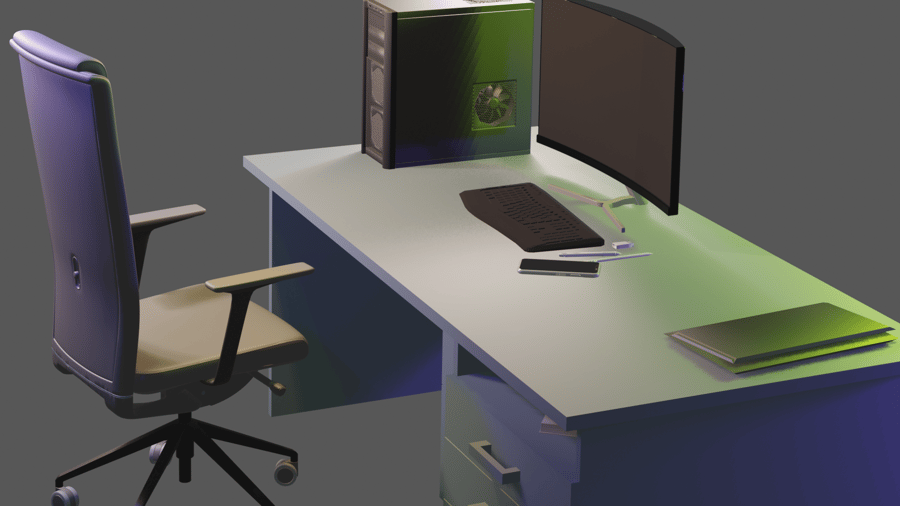 Office work model / integrated games 3D | professional and ready for projects