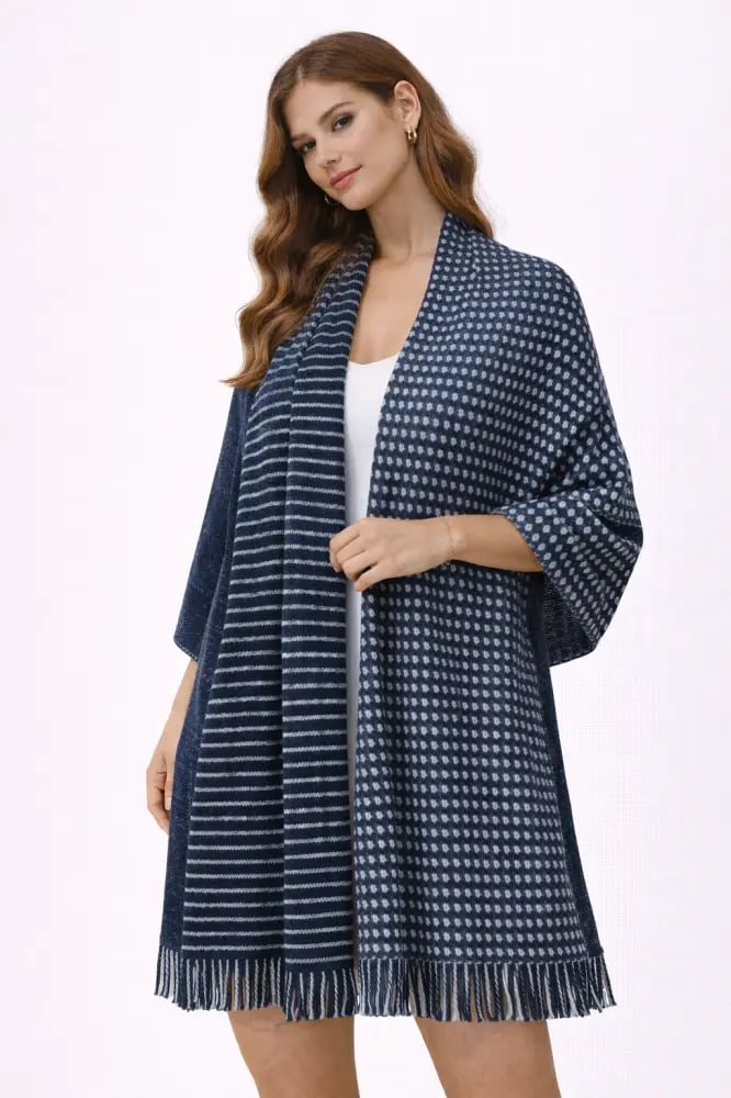 شال كاجوال منقط أزرق (in side)
