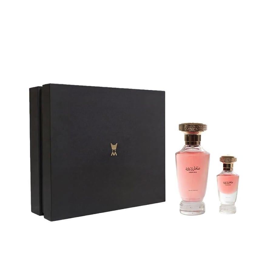 بوكس هدايا صحارى ورد عطر 100 مل و زيت 15 مل