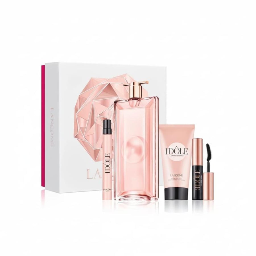 طقم عطر لانكوم إيدول أو دو برفيوم-100مل+عطربخ10مل+مسكرا2.5مل+بودي لوشن50مل