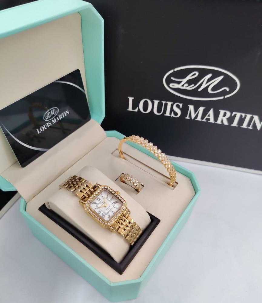 طقم ساعة و اسوارة وخاتم لويس مارتن نسائيه Louis Martin