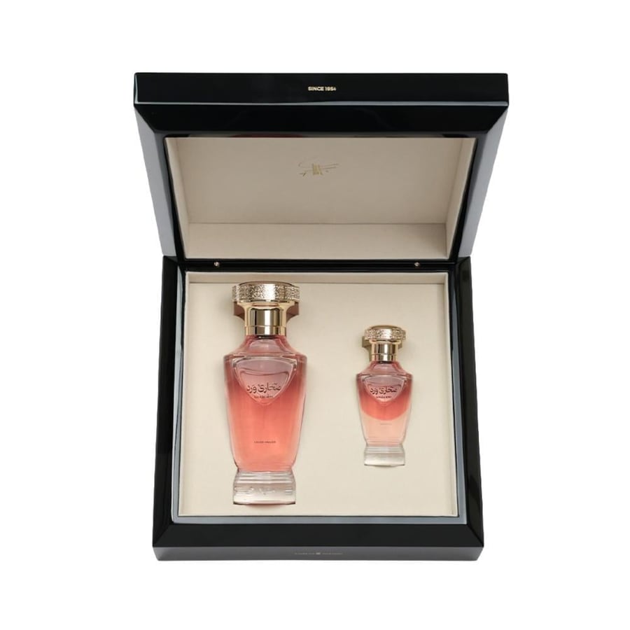 بوكس هدايا صحارى ورد عطر 100 مل و زيت 15 مل