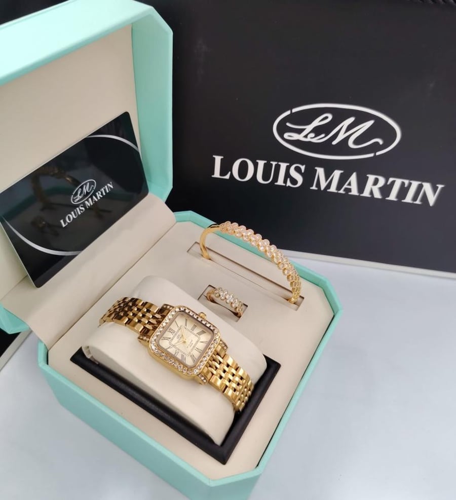 طقم ساعة و اسوارة وخاتم لويس مارتن نسائيه  Louis Martin