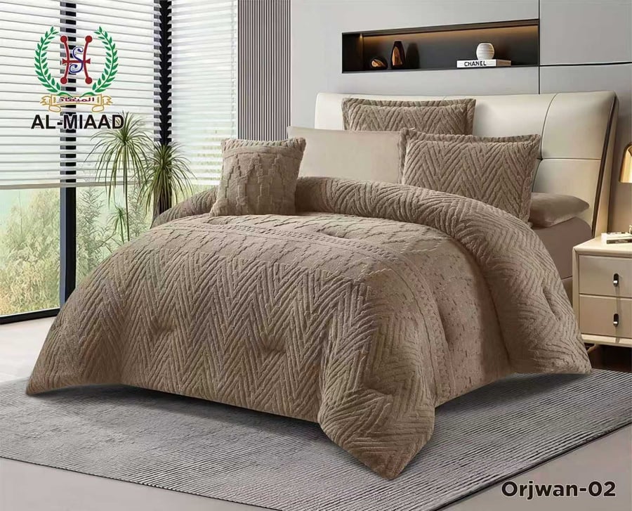 Blue winter bedspread with rabbit fur and velvety touch – 7 pieces (ORJWAN)