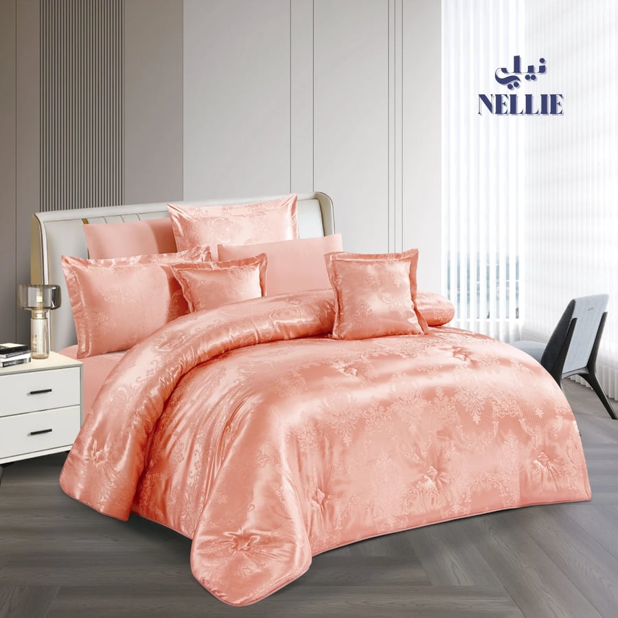 The luxurious CHARLA bedspread | royal jacquard with a soft microfiber touch, skin color