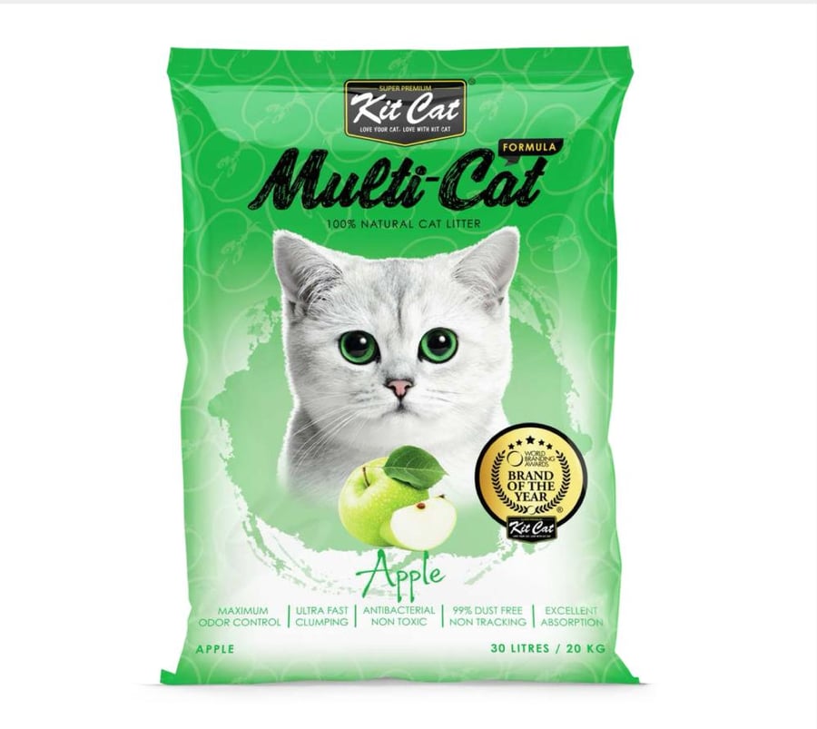 كت كات رمل مالتي كات تفاح 20 كغ - Kit Cat MultiCat Formula Cat Sand 20kg