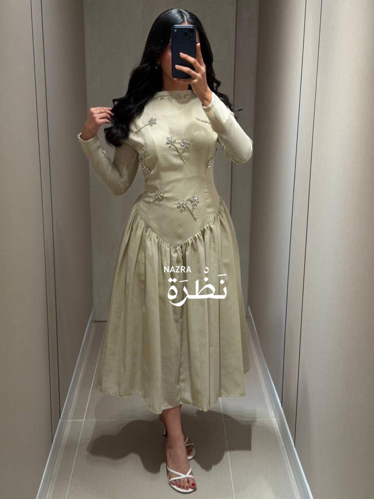 فستان  كتان ساتر