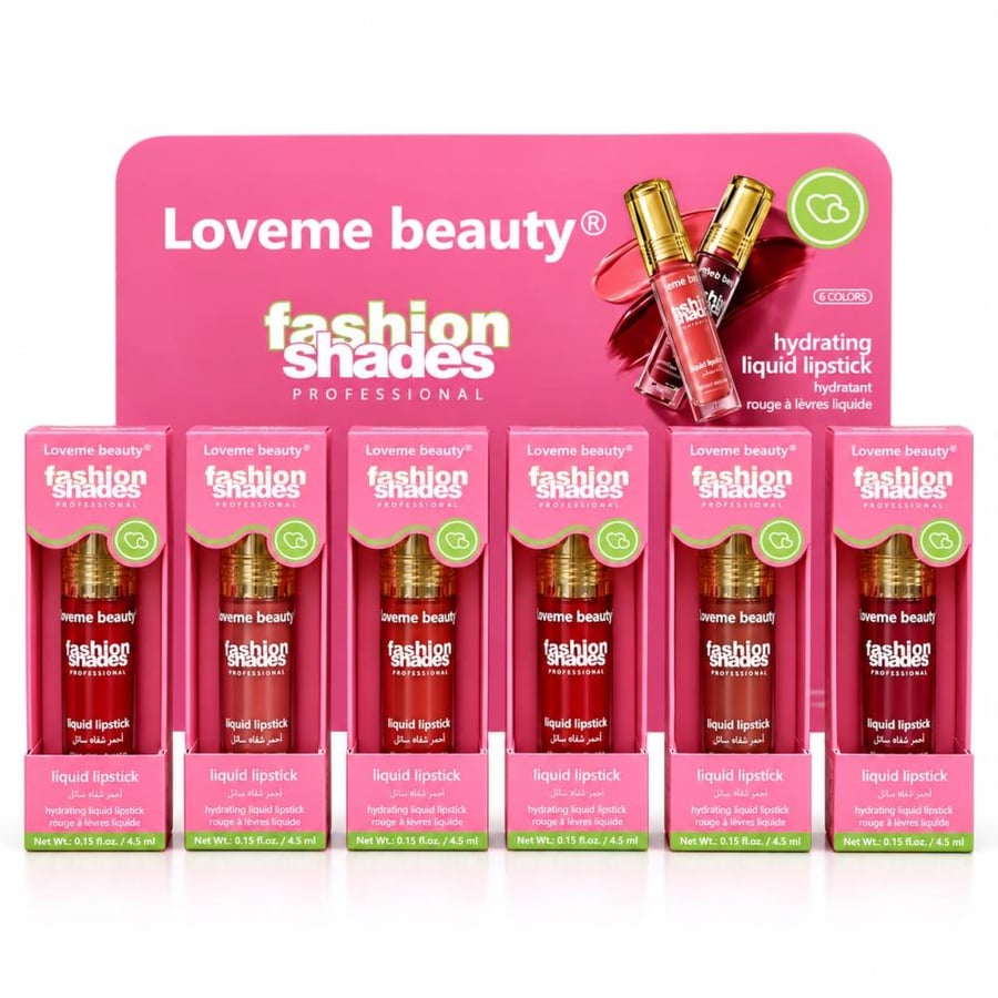 طقم روج سائل مرطب فاشن شيدز من Loveme Beauty - 6 ألوان أحمر شفاه نود ووردي جذابة لكل إطلالة | A أو B