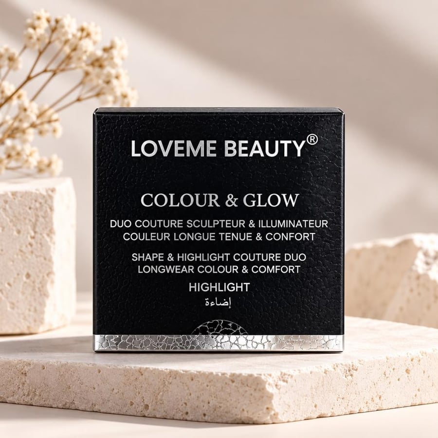 هايلايتر لافمي بيوتي لإضاءة الوجه بلمعة مشرقة مع فرشاة ومرآة – LOVEME BEAUTY Highlight