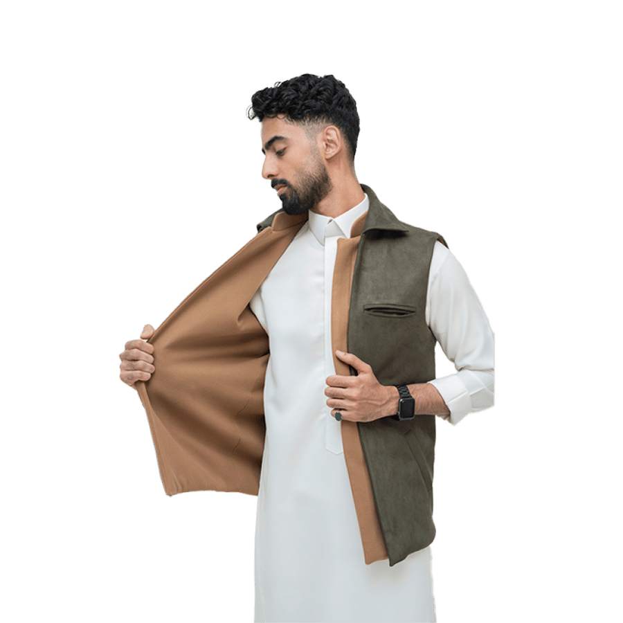 سديري جوخ زيتي باللون زيتي وجملي