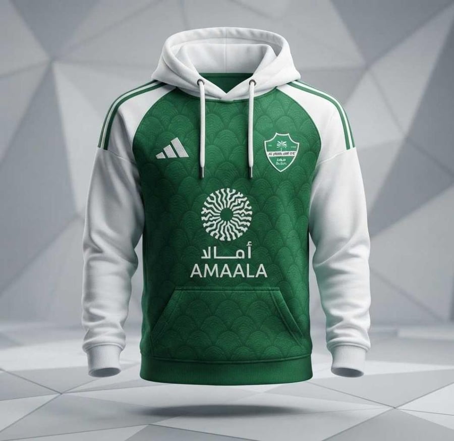 بلوفر الأهلي الشتوي أخضر وأبيض هودي 2027