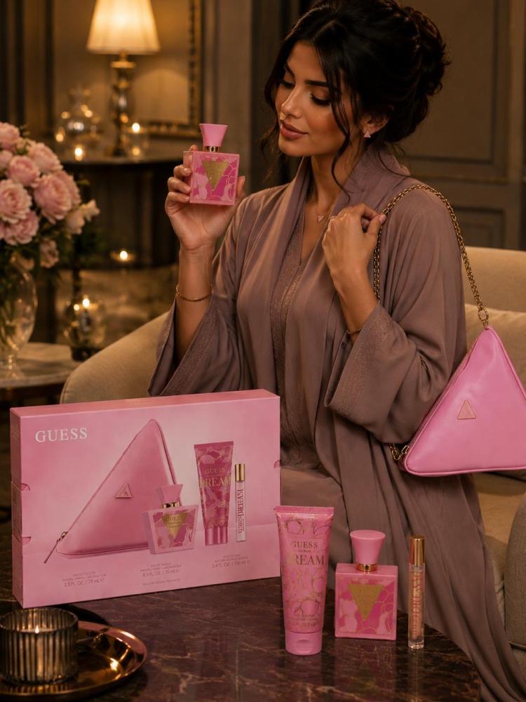 جوس عطر نسائي 75 مل شامل لوشن 100 مل وميني مع شنطة مجانية
