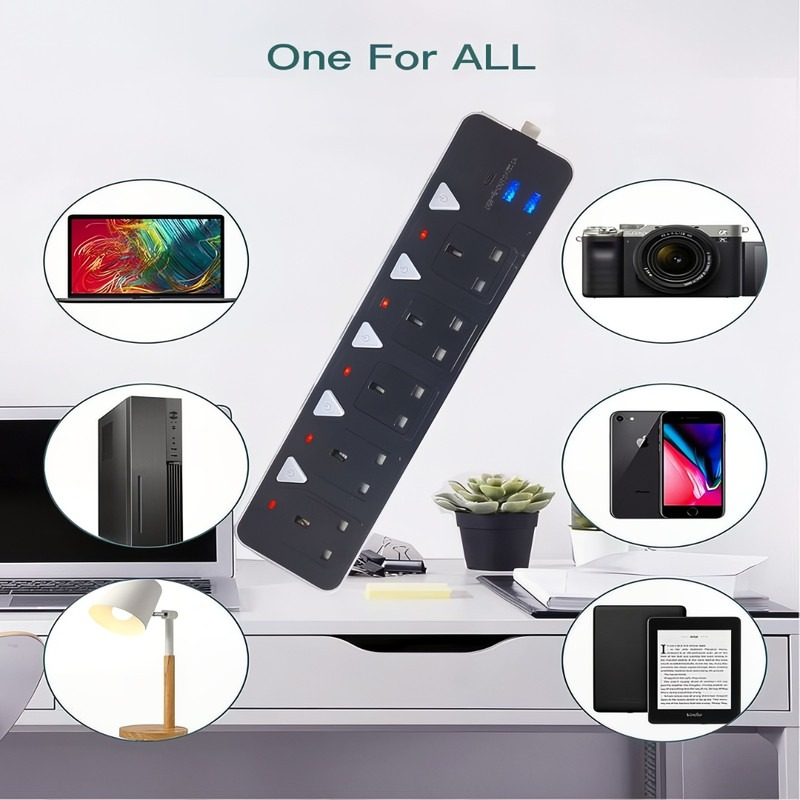 توصيلة كهربائية ليندا 5 مخارج مع منافذ USB و Type-C بطول 3 متر | LEYENDA ST-8935