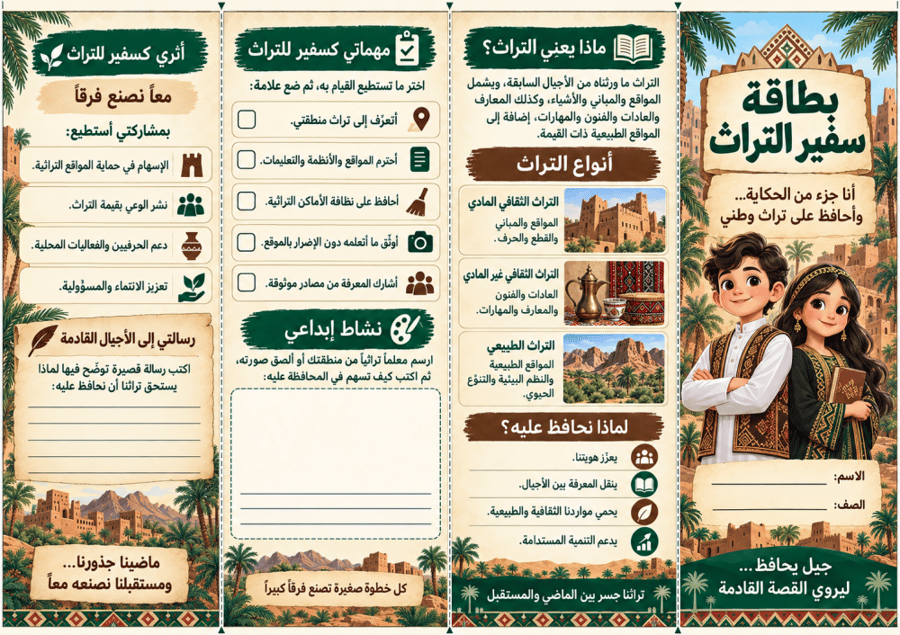 مطوية بطاقة سفير التراث