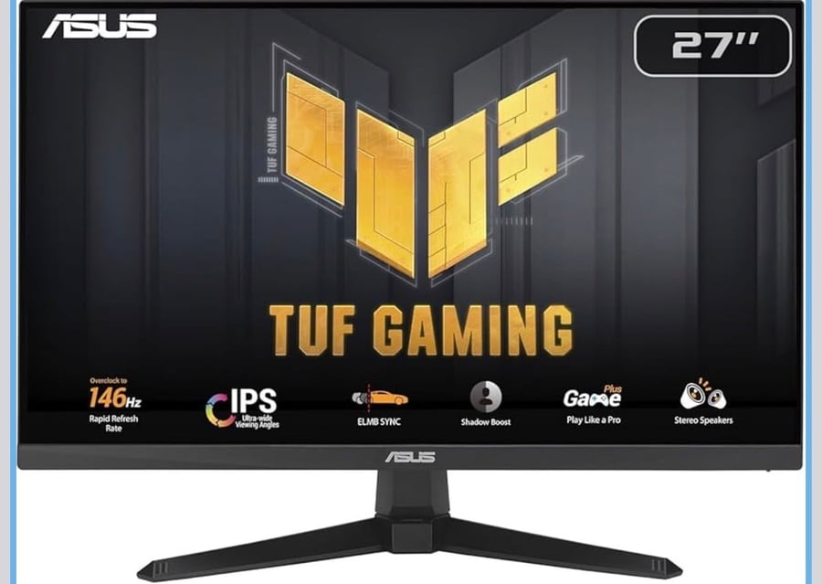 شاشة ألعاب تي يو اف VG279QE5A من اسوس: 27 بوصة، FHD (1920×1080)، تجاوز سرعة المعالج حتى 146 هرتز