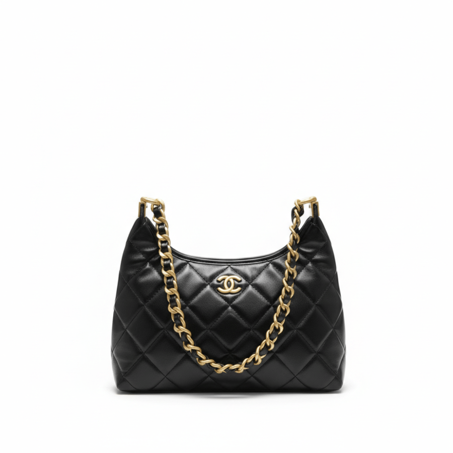 حقيبة شانيل هوبو كلاسيك (Chanel 24A/24B Hobo Bag) اللون الاسود الملكي
