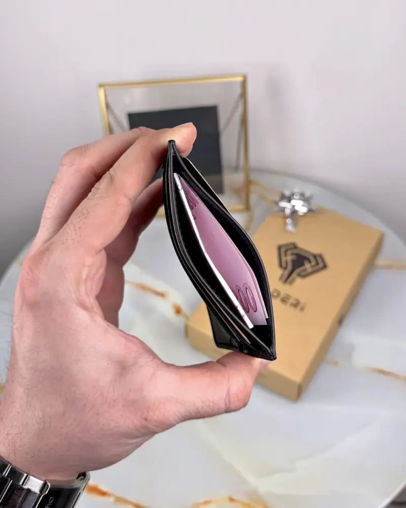 Men's card holder – black genuine leather