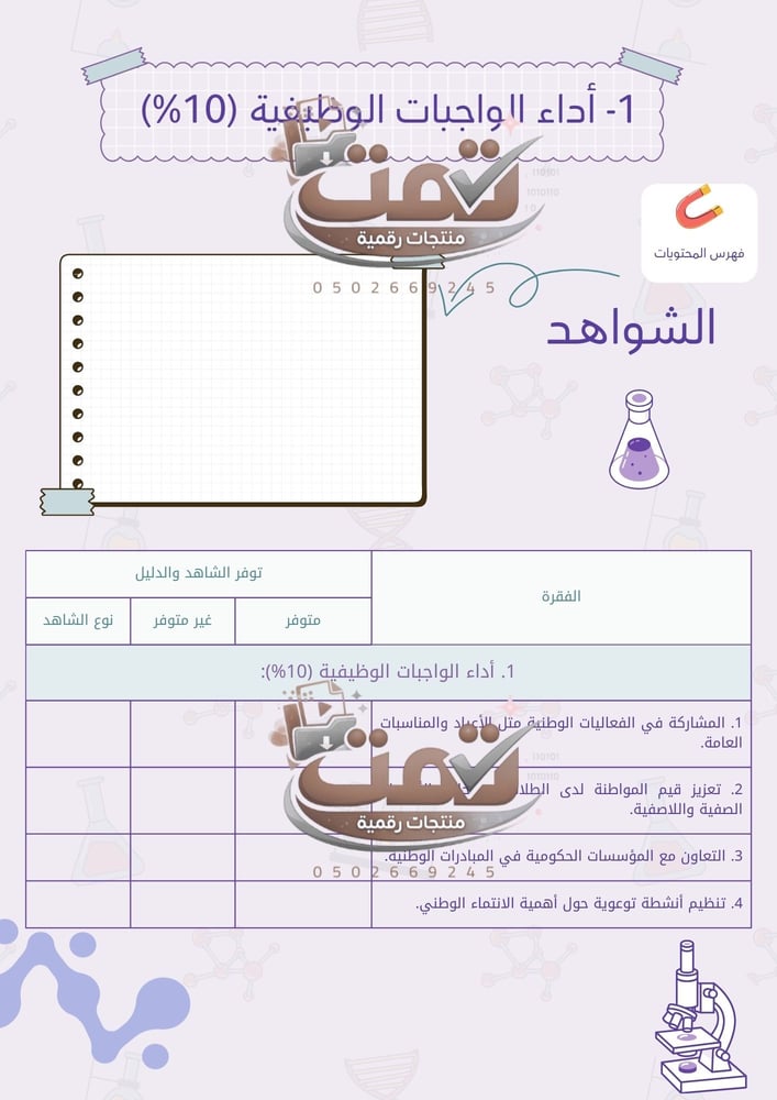 📘 ملف أداء الشواهد الوظيفي – تصميم مناسب الفيزياء والعلوم