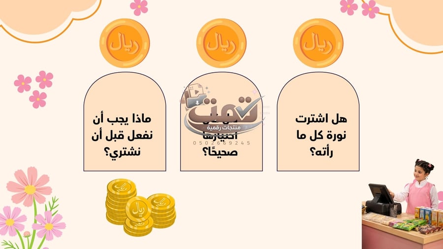 درس كيف أشتري أول ابتدائي – مهارات حياتية (بوربوينت + تمهيد فيديو المقصف ذكاء اصطناعي)