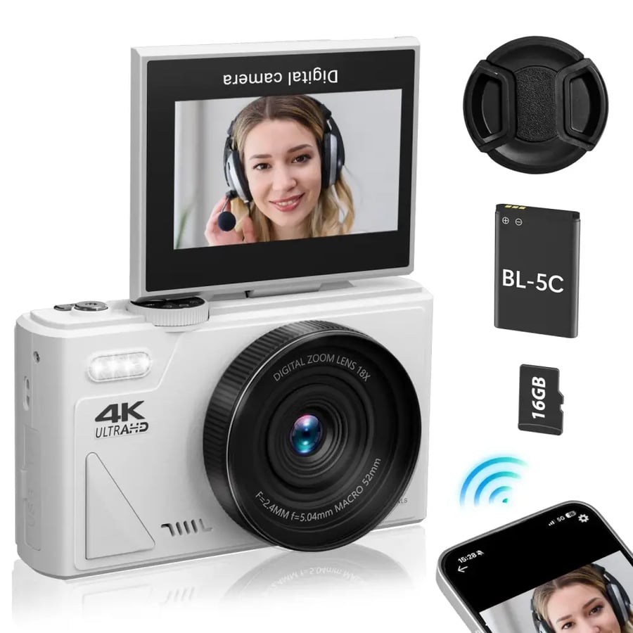 كاميرا رقمية 4K 64MP 18X بشاشة 3 بوصة قابلة للطي